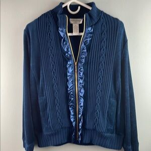 Draper's and Damons Petites Blue Women's Velvet Jacket Small